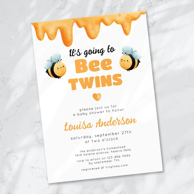 Invitación Baby Shower Cute Bee Twins (Subido por el creador)