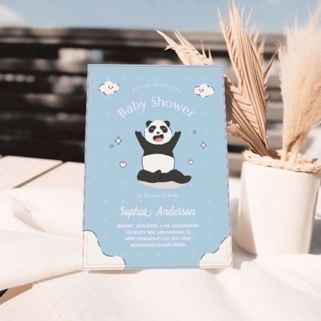 Invitación Baby Shower Cute Blue Panda - Baby Shower editable (Subido por el creador)