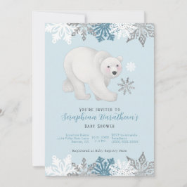 Invitación Baby Shower Cute Blue Polar Bear
