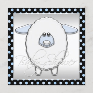 Invitación Baby Shower Cute Blue Sheep