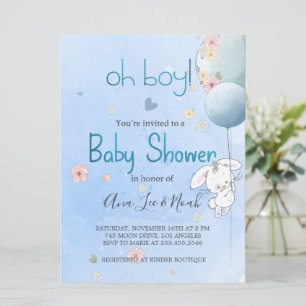 INVITACIÓN BABY SHOWER CUTE BONNY. PARA BEBÉ BOY
