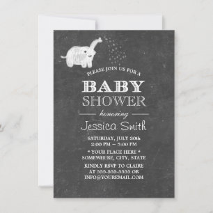 Invitación Baby Shower Cute Chalkboard Elephant