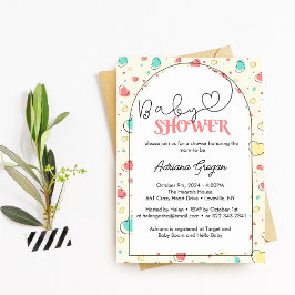Invitación Baby Shower Cute Colorful Hearts