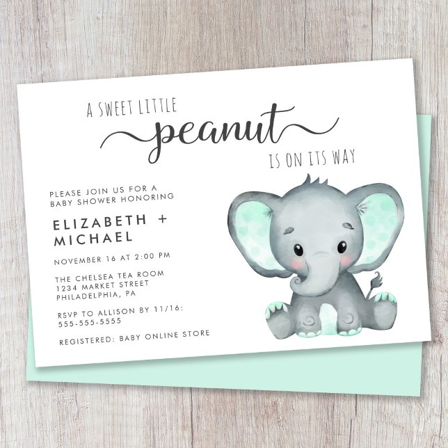 Invitación Baby Shower Cute Elephant Couples (Subido por el creador)