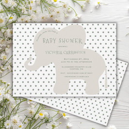 Invitación Baby Shower Cute Elephant Green Polkadot