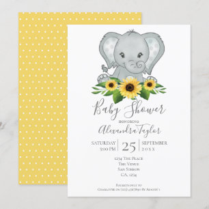 Invitación Baby Shower Cute Elephant personalizado
