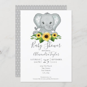 Invitación Baby Shower Cute Elephant personalizado