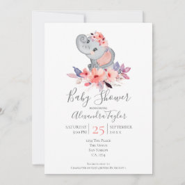 Invitación Baby Shower Cute Elephant personalizado