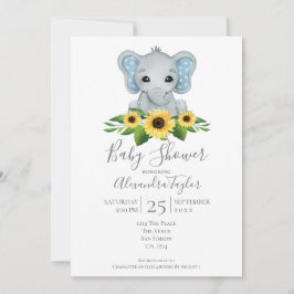 Invitación Baby Shower Cute Elephant personalizado
