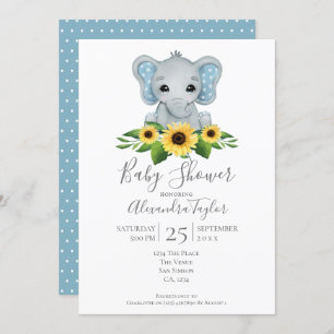Invitación Baby Shower Cute Elephant personalizado