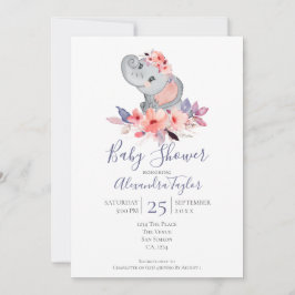 Invitación Baby Shower Cute Elephant personalizado