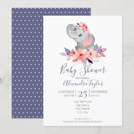 Invitación Baby Shower Cute Elephant personalizado