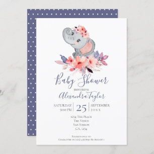 Invitación Baby Shower Cute Elephant personalizado
