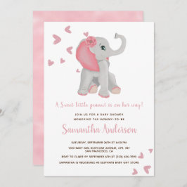Invitación Baby Shower Cute Elephant Pink Floral