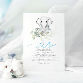 Invitación Baby Shower Cute Elephant Watercolor Greenery