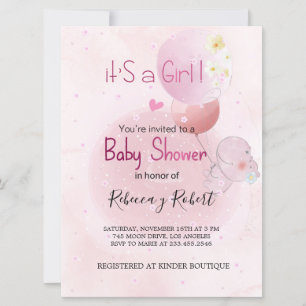 INVITACIÓN BABY SHOWER CUTE HIPO. PARA NIÑA BEBÉ
