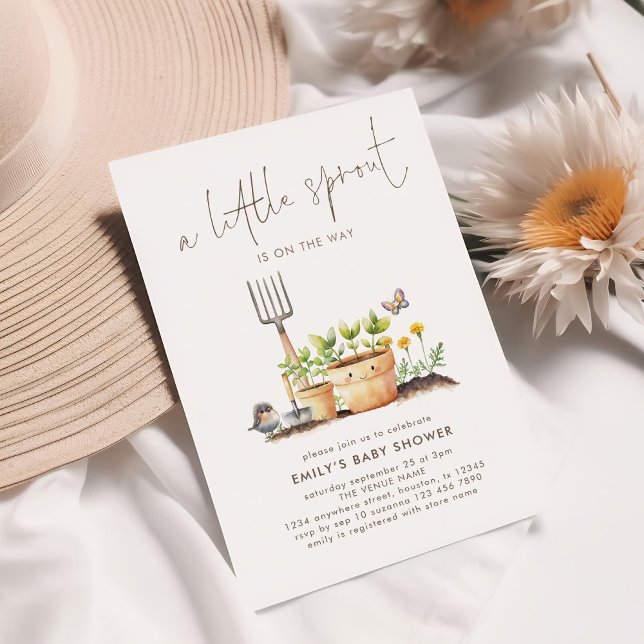 Invitación Baby Shower Cute Little Sprout Garden (Subido por el creador)