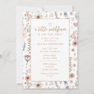 Invitación Baby Shower Cute Little Wildflower