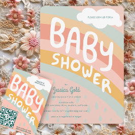 Invitación BABY SHOWER Cute nubes Personalizado de lluvia arc