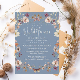 Invitación Baby Shower Cute Pastel Wildflower Periwinkle