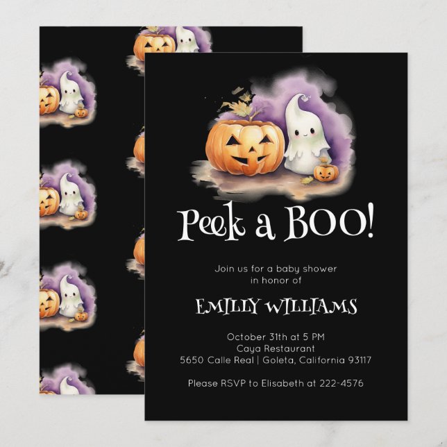 Invitación Baby Shower Cute Peek-A-Boo (Anverso / Reverso)