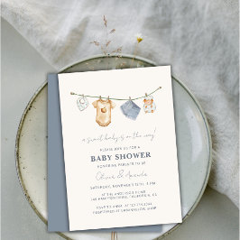 Invitación Baby Shower Cute Simple Boho Clothesline