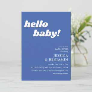 Invitación Baby Shower Cute Simple French Blue Hello