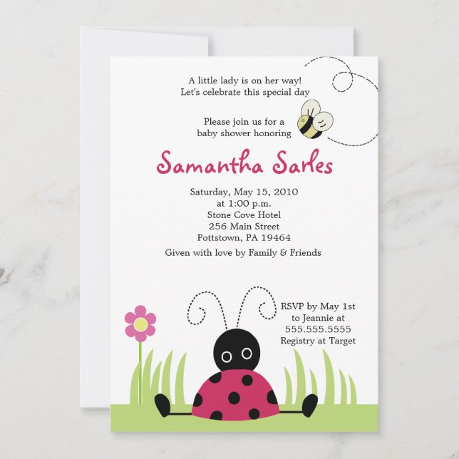 Invitación Baby Shower de 5 x 7 para la primavera  (Anverso)