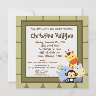 Invitación Baby Shower de 5x5 Jungle Play