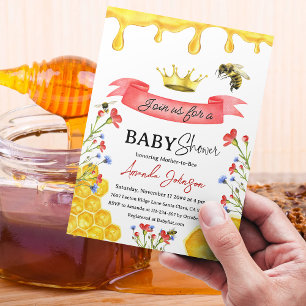 Invitación Baby Shower de Abeja de Flor Silvestre Rústica Mie