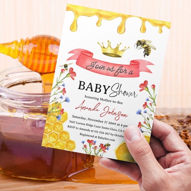 Invitación Baby Shower de Abeja de Flor Silvestre Rústica Mie (Subido por el creador)