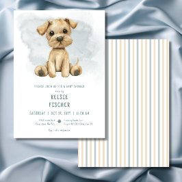 Invitación Baby Shower de acuarela azul cúrcuma