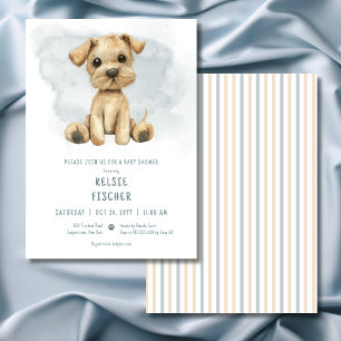 Invitación Baby Shower de acuarela azul cúrcuma