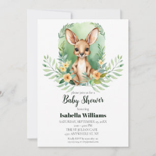 Invitación Baby Shower de acuarela canguro simple