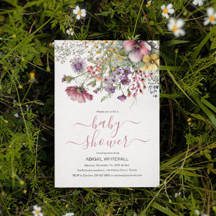 Invitación Baby Shower de Acuarela de Flores Silvestres