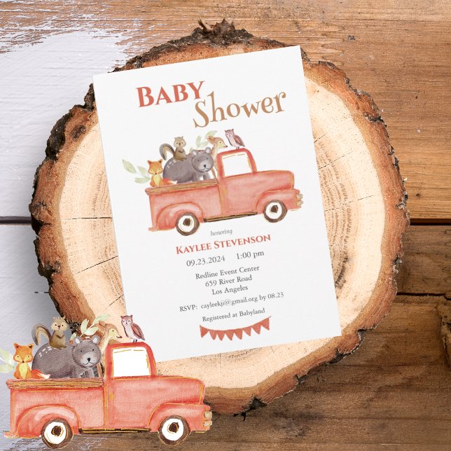 Invitación Baby Shower de acuarela de Forest Friends (Subido por el creador)