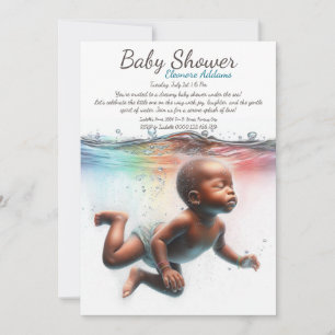 Invitación Baby Shower de acuarela de los sueños subacuáticos