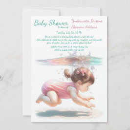 Invitación Baby Shower de acuarela de los sueños subacuáticos
