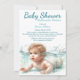 Invitación Baby Shower de acuarela de los sueños subacuáticos