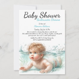 Invitación Baby Shower de acuarela de los sueños subacuáticos