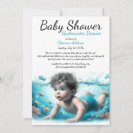 Invitación Baby Shower de acuarela de los sueños subacuáticos