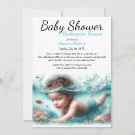 Invitación Baby Shower de acuarela de los sueños subacuáticos