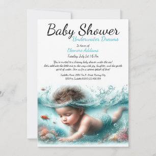 Invitación Baby Shower de acuarela de los sueños subacuáticos