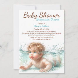 Invitación Baby Shower de acuarela de los sueños subacuáticos