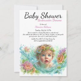 Invitación Baby Shower de acuarela de los sueños subacuáticos