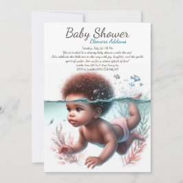 Invitación Baby Shower de acuarela de los sueños subacuáticos