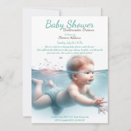 Invitación Baby Shower de acuarela de los sueños subacuáticos