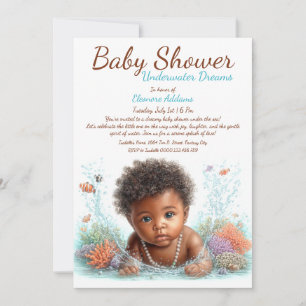 Invitación Baby Shower de acuarela de los sueños subacuáticos