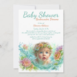 Invitación Baby Shower de acuarela de los sueños subacuáticos