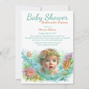 Invitación Baby Shower de acuarela de los sueños subacuáticos